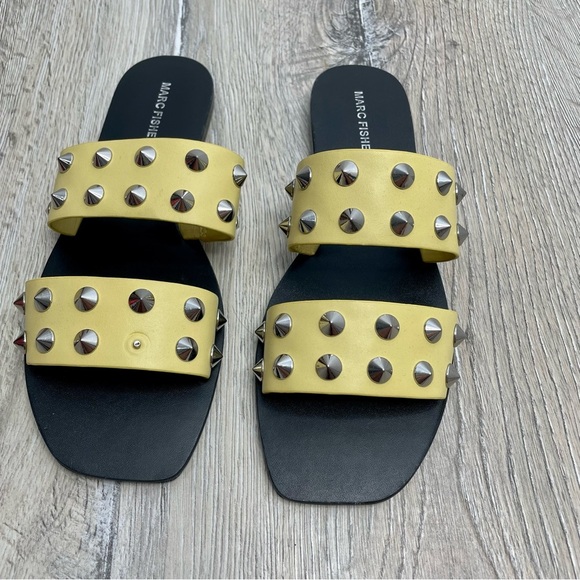 Marc Fisher Studded Flat Sandals in Yellow - Picture 2 of 10